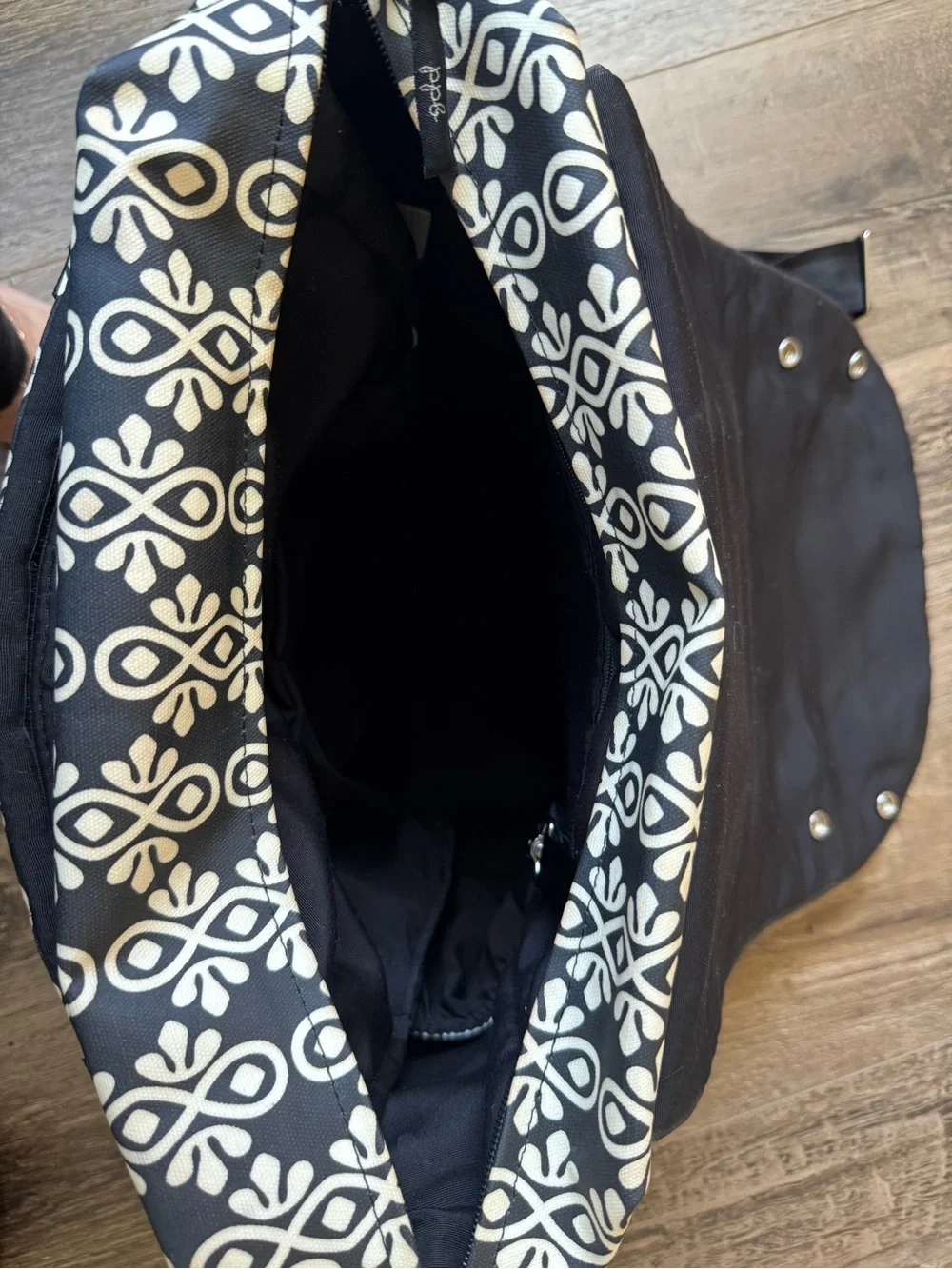 Petunia Pickle Bottom Black and White Patterned Messenger with Blue Accent